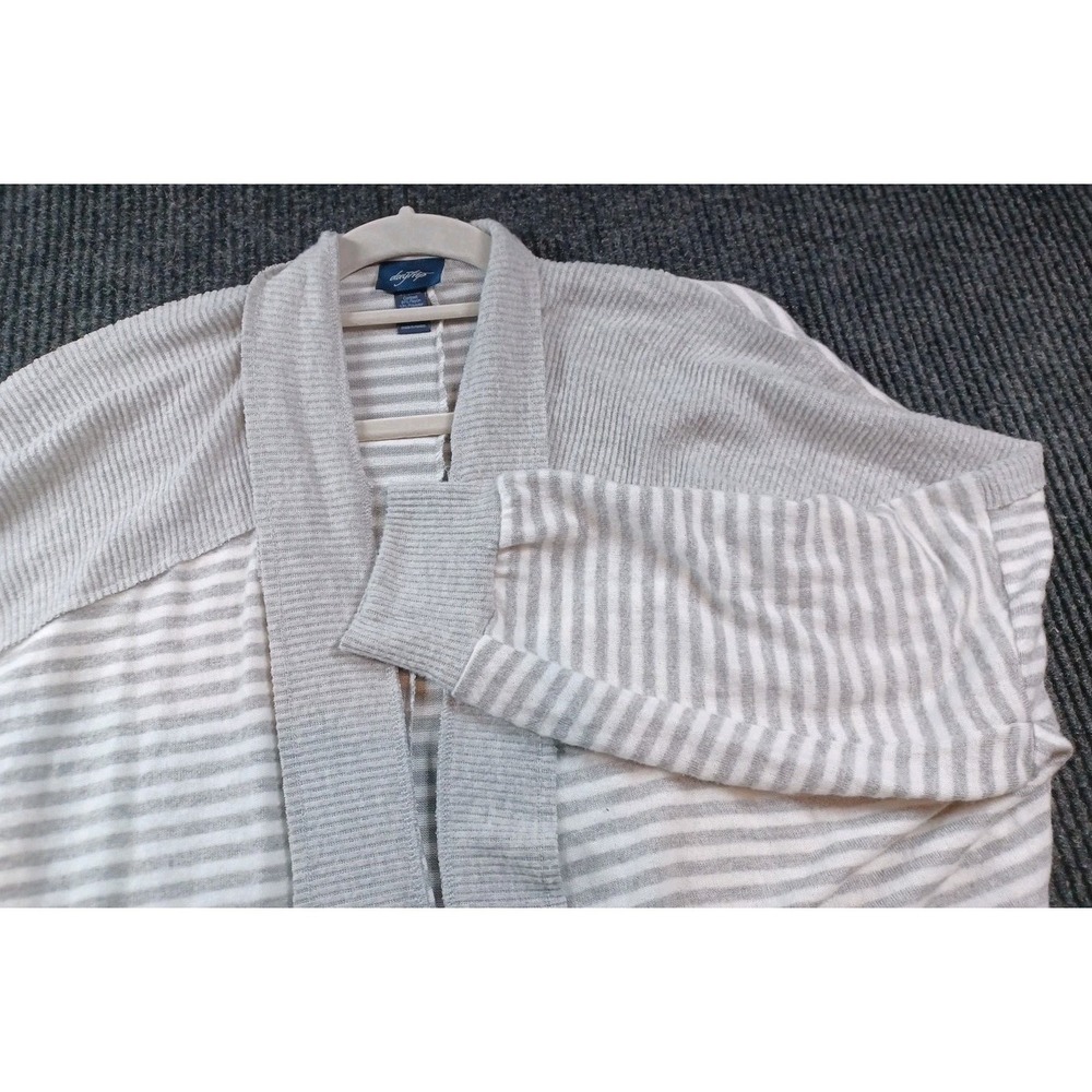 Daytrip Flyaway Long Duster Cardigan Sweater Gray and White‎ Women's Large